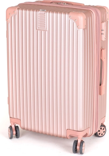 Valise rigide de voyage M 58 l rose avec cadenas TSA et roulettes 360°