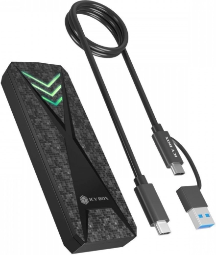 Boîtier externe pour SSD NVMe M.2 avec USB‑C et éclairage RVB