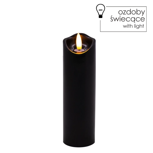 Bougie LED noire avec flamme vacillante 5 × 17,5 cm