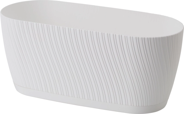 Jardinière MIKA 27 cm ECO Recycled avec soucoupe intégrée – blanc