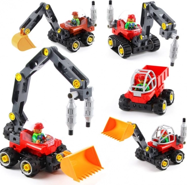 Blocs de construction pelleteuse, bulldozer 5 en 1 (42 blocs + 5 cartes)