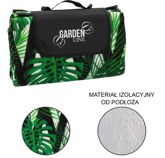 Couverture de pique-nique 200 × 200 cm avec couche inférieure isolante Monstera