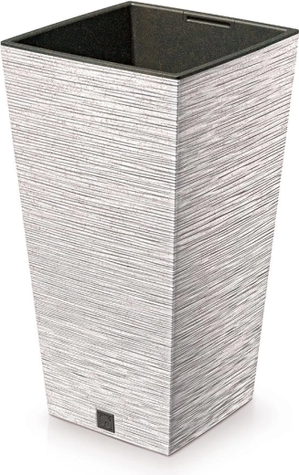 Cache-pot Furu Square Eco Wood avec insert 39,5 cm – blanc