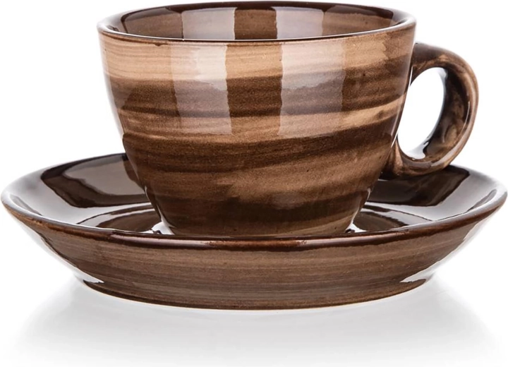 Tasse en céramique avec soucoupe 90 ml Palas marron