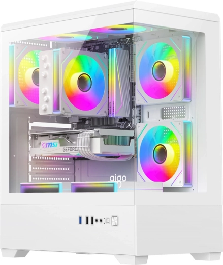 Boîtier PC DarkFlash C365 blanc + 5 ventilateurs