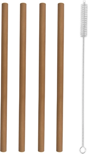 Pailles à boisson en bambou 20 cm (4 pcs) avec brosse de nettoyage