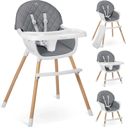 Chaise haute NUKIDO Lilo grise 3-en-1