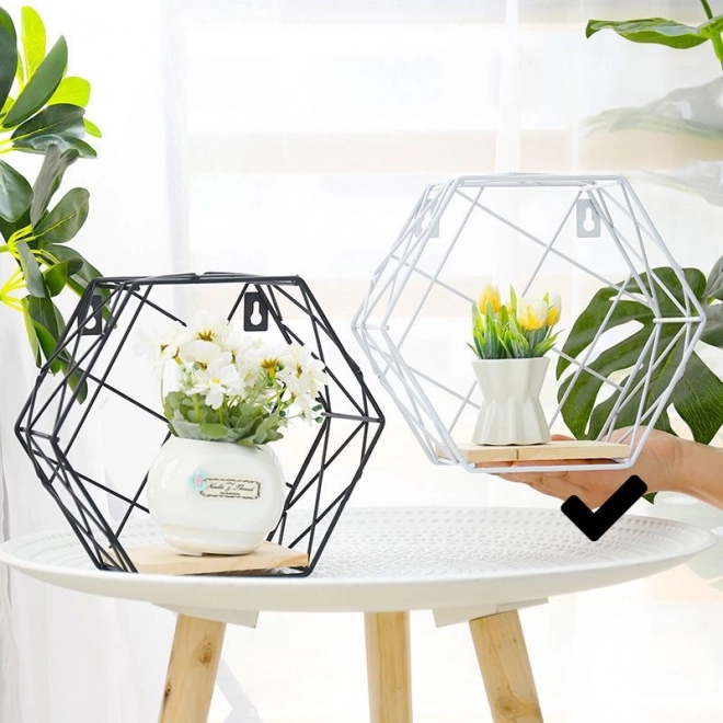 Étagère décorative hexagonale, style LOFT - blanche, motif II