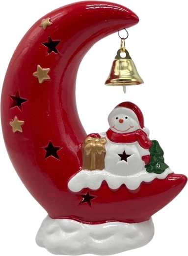 Bonhomme de neige en céramique sur la lune avec éclairage LED