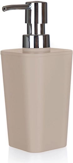 Distributeur de savon en plastique beige-gris 7,3 × 7,3 × 17 cm