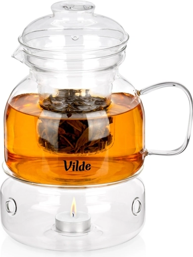 Théière en verre avec filtre et réchaud 1,5 l Vilde