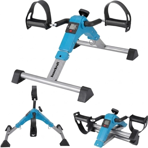Pédalier de rééducation pliable 2-en-1 avec écran LCD, bleu