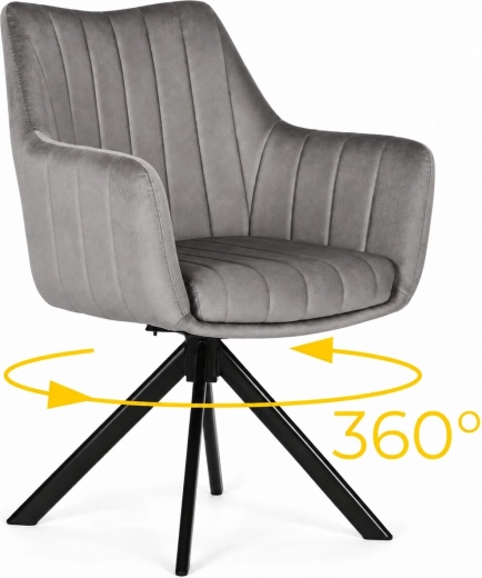 Fauteuil pivotant rembourré en velours pour salle à manger et salon, beige ModernHome