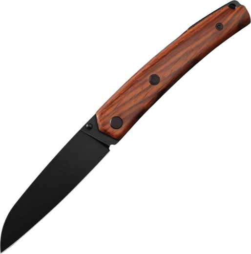 Petrified Fish Patte V6 couteau de poche 8,7 cm, Black PVD Stonewash, bois de cocobolo