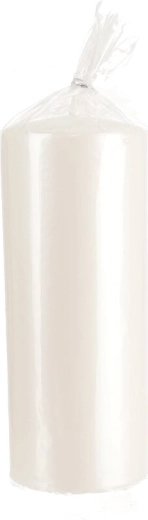 Bougie cylindrique blanche brillante 7 × 18 cm