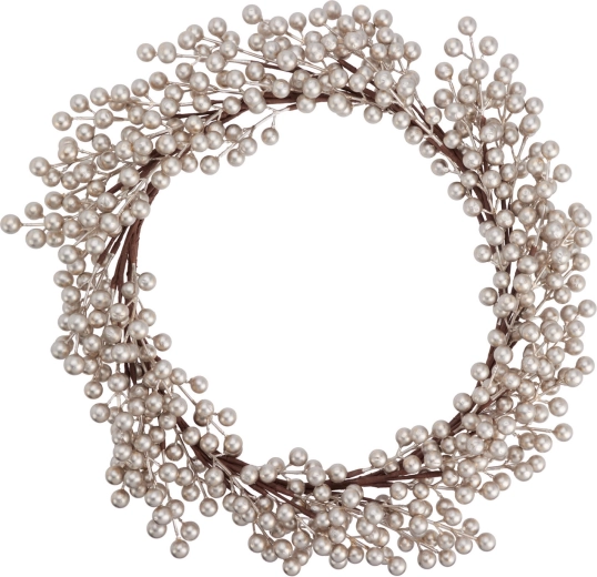 Couronne de Noël avec baies, couleur or champagne, 50 cm