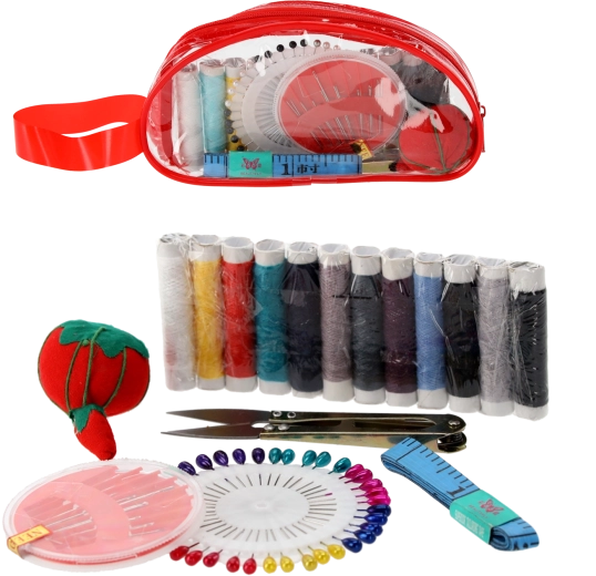 Kit de couture 6 pièces dans une trousse transparente