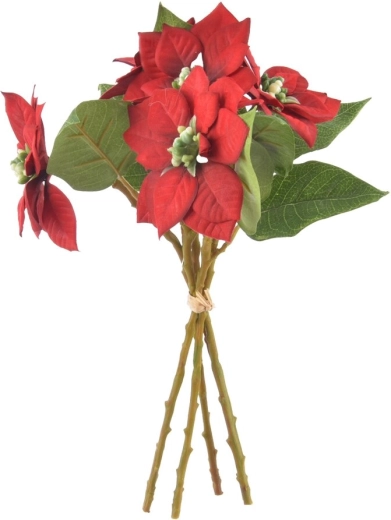 Étoile de Noël artificielle en bouquet 30 cm rouge