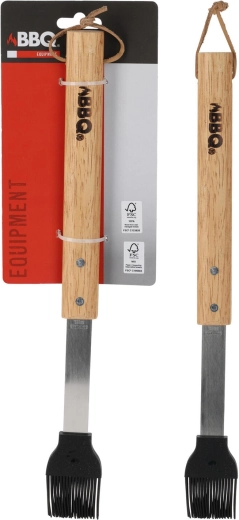 Pinceau à badigeon pour grill en inox avec manche en bois 37,6 × 4,2 cm