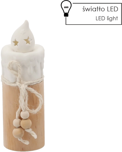 Bougie de Noël en céramique avec LED, 7 × 7 × 19 cm