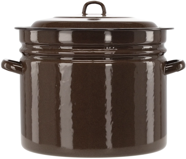 Marmite émaillée 40 l, 40 cm, marron avec couvercle