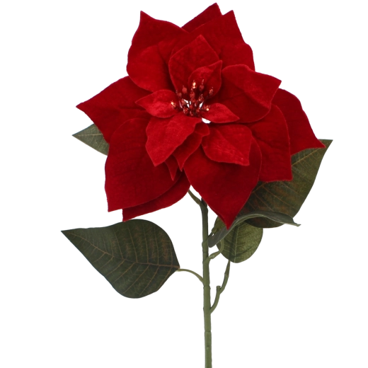 Branche décorative artificielle étoile de Bethléem (poinsettia) rouge 80 cm - 1 pièce