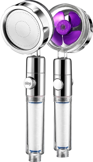Pommeau de douche avec turbine et filtre, haute pression et économe - 1 pièce