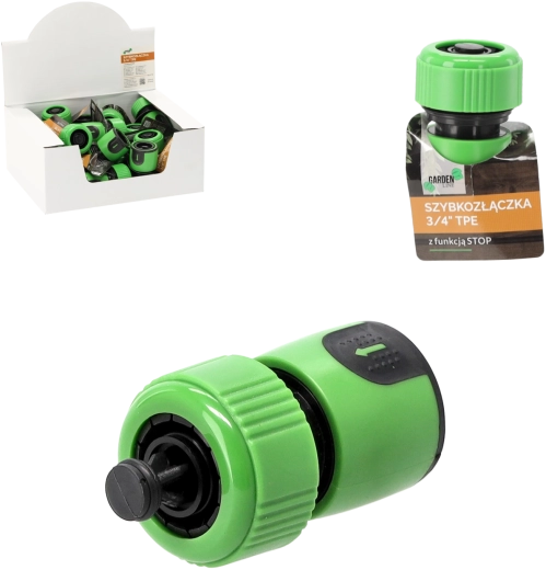 Raccord rapide 3/4" avec fonction STOP, surface TPE