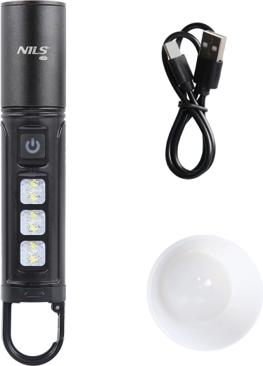 Lampe torche LED multifonction NILS Camp 800 lm, rechargeable avec diffuseur et LED latérales