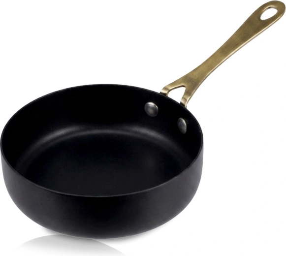 Poêle de service noire en acier inoxydable avec long manche 280 ml