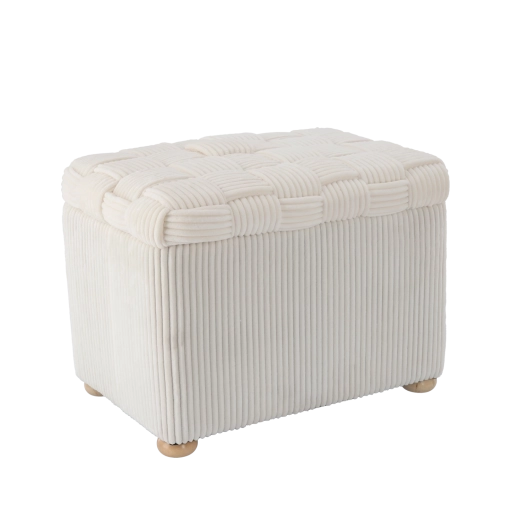 Pouf rectangulaire beige tressé 60 × 40 × 44 cm