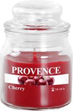 Bougie parfumée en verre avec couvercle cerise 70 g