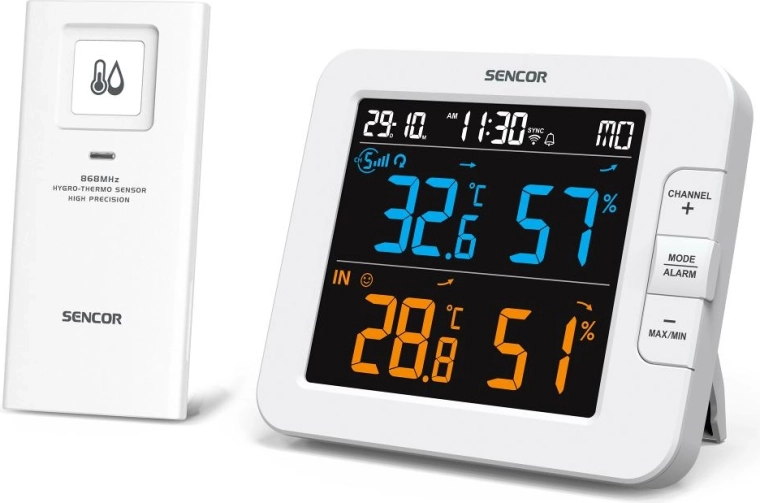 Station météo intelligente multicanal Sencor avec Wi-Fi et capteur sans fil