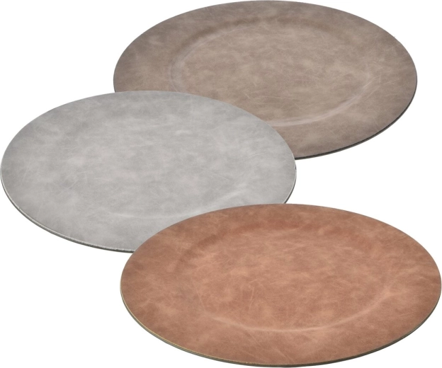 Plateau de service rond en polypropylène avec imitation cuir 33 cm