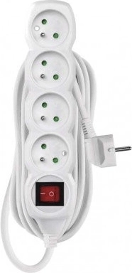 Emos rallonge électrique avec interrupteur, 4 prises, 5 m, blanc