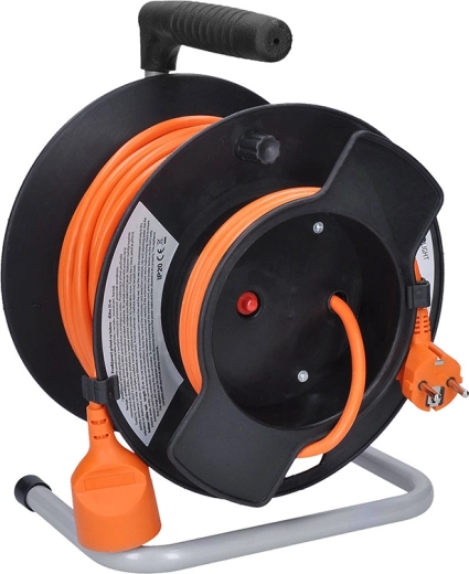 Rallonge électrique Solight sur tambour avec 1 prise, 25 m, câble orange