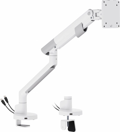 Support de bureau à gaz pour 1 moniteur 17–35" avec USB 3.0 – blanc