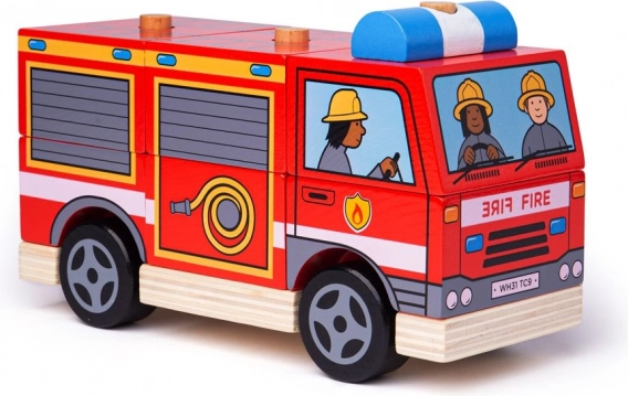 Camion de pompiers en bois avec pièces à enfiler BIGJIGS