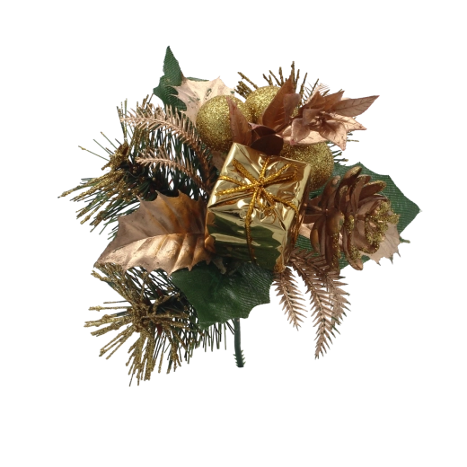 Branche décorative de Noël dorée 18 cm