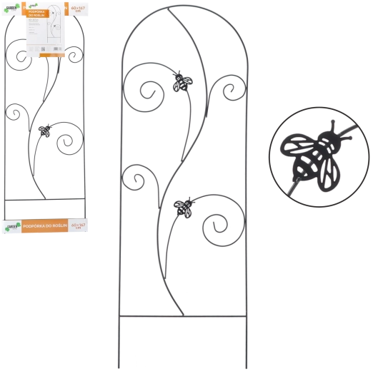 Trellis de jardin en métal pour plantes grimpantes 60 × 167 cm, noir