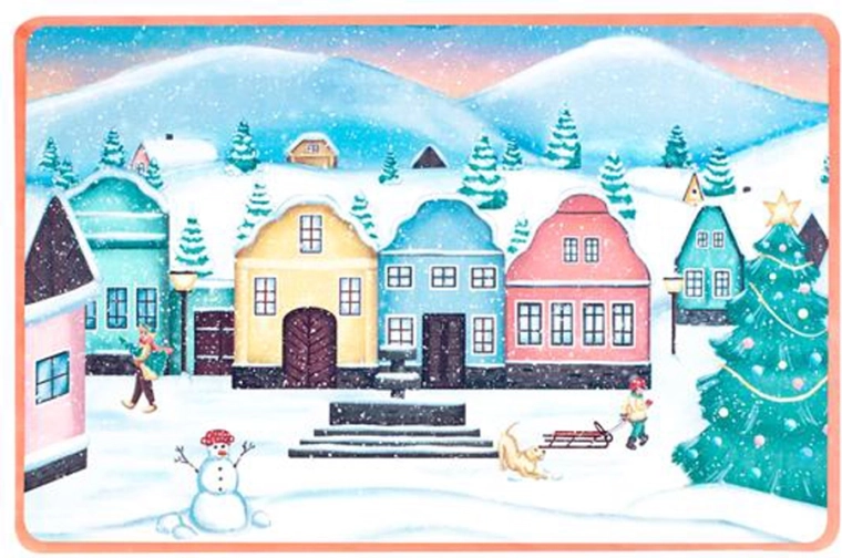 Set de table de Noël « Petit village », plastique 28,5 × 44 cm