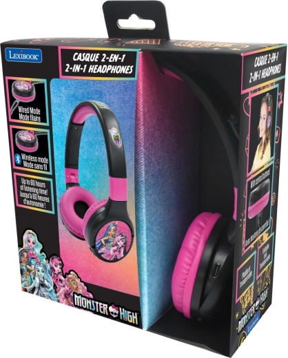 Lexibook casque enfant pliable 2-en-1 Bluetooth MONSTER HIGH avec limitation du volume