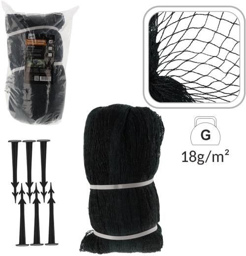 Filet de protection anti-oiseaux 8 × 14 m, 18 g/m² + 16 flèches en plastique