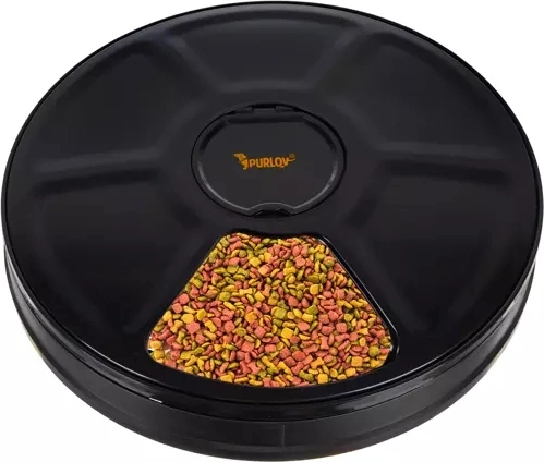 Distributeur automatique de nourriture PURLOY, 6 compartiments, avec minuteur et écran LED