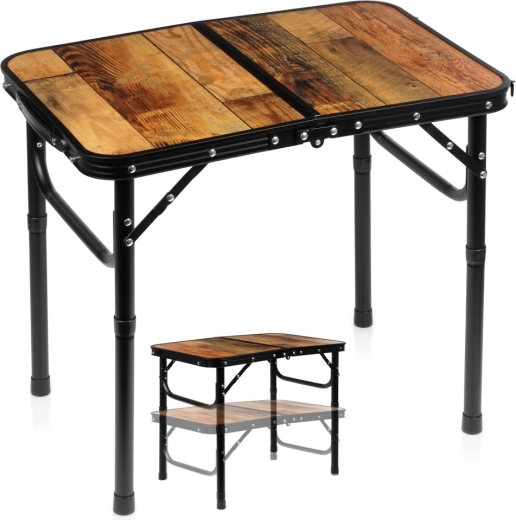 Table de camping pliante Vilde 2-en-1 à hauteur réglable 60 × 40 cm