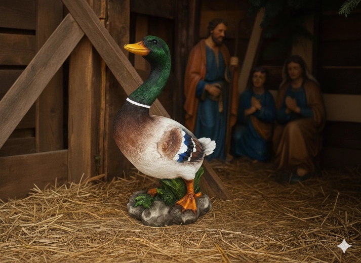 Sculpture décorative de canard 38 cm pour crèche et jardin