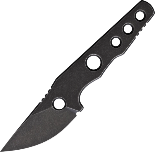Couteau de cou Petrified Fish Bison, 6,1 cm, Black Stonewash, tout métal, étui Kydex