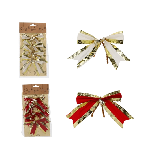 Lot de rubans de Noël 10 cm rouge‑or (4 pcs)