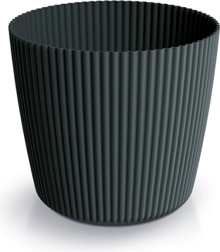 Cache-pot Milly Round 10,9 cm anthracite – cache-pot moderne en plastique rainuré