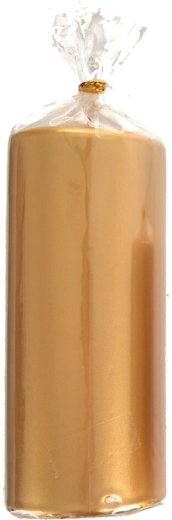 Bougie décorative cylindrique avec éclat métallique doré 7 × 18 cm